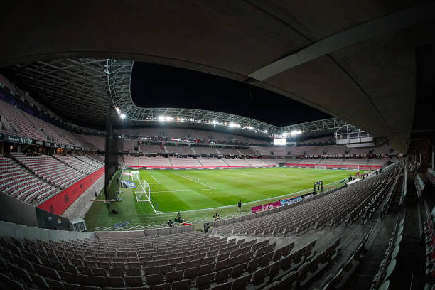 Top 10 Largest Ligue 1 Stadiums: A general view of inside the stadium prior the Ligue 1 match between Nice and Rennes at Allianz Riviera Stadium on January 3, 2025 in Nice, France. 