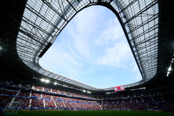 La Liga Stadiums Ranked by Capacity: A general view inside the stadium prior to the La Liga match between Osasuna and Real Valladolid CF at Estadio El Sadar on November 02, 2024 in Pamplona, Spain.