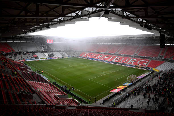 Top 10 Largest Bundesliga Stadiums: A general view inside the stadium prior to the Bundesliga match between Sport-Club Freiburg and Borussia Mönchengladbach at Europa-Park Stadion on November 30, 2024 in Freiburg im Breisgau, Germany.