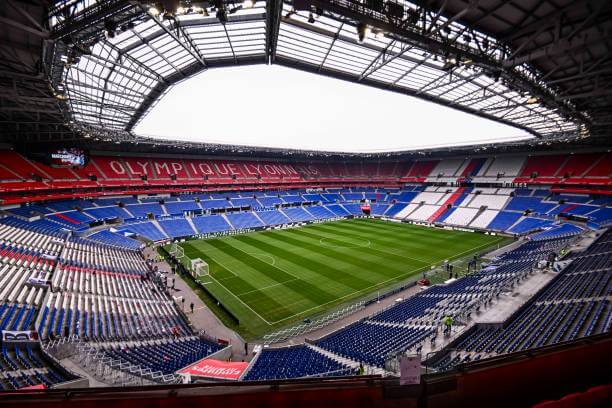 Top 10 Largest Ligue 1 Stadiums: A general view of inside the stadium prior the Ligue 1 match between Lyon and Nice at Groupama Stadium on December 1, 2024 in Lyon, France.
