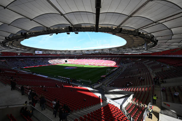 Top 10 Largest Bundesliga Stadiums: A general view inside the stadium prior to the Bundesliga match between VfB Stuttgart and Holstein Kiel at MHPArena on October 26, 2024 in Stuttgart, Germany.