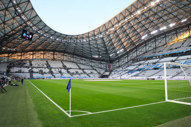Top 10 Largest Ligue 1 Stadiums: A general view of inside the stadium prior the Ligue 1 match between Marseille and Angers at Orange Velodrome on October 4, 2024 in Marseille, France.