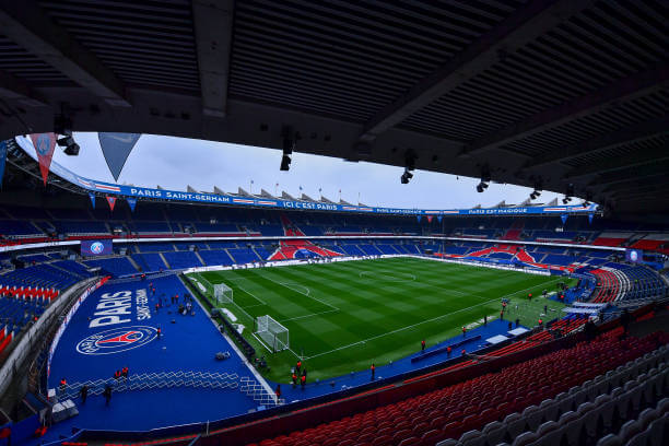 Top 10 Largest Ligue 1 Stadiums: A general view of inside the stadium prior the Ligue 1 match between Paris Saint-Germain and Rennes at Parc des Princes on February 25, 2024 in Paris, France. 