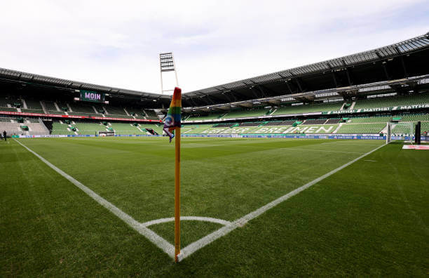 Top 10 Largest Bundesliga Stadiums: A general view inside the stadium prior to the Bundesliga match between SV Werder Bremen and Bayer Leverkusen at Weserstadion Platz 11 on October 12, 2024 in Bremen, Germany. 