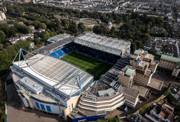 Premier League Stadiums Ranked by Capacity: An aerial view of Stamford Bridge ahead of the Premier League match between Chelsea and Crystal Palace at Stamford Bridge on September 01, 2024 in London, England.