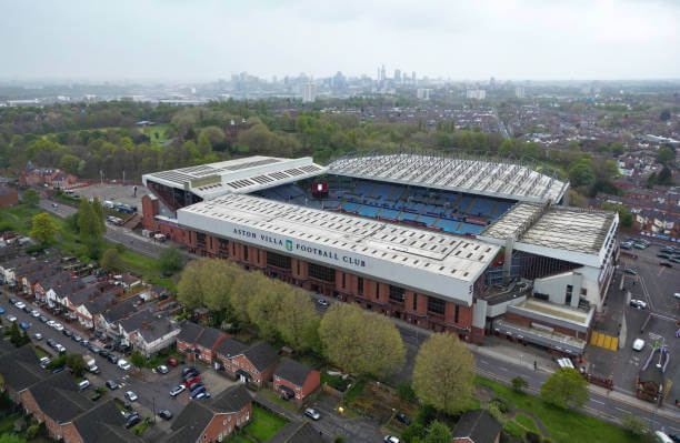 Premier League Stadiums Ranked by Capacity: An aerial view of Villa Park prior to the Premier League match between Aston Villa and Chelsea at Villa Park on April 27, 2024 in Birmingham, England.