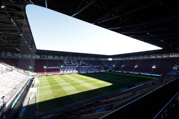 Top 10 Largest Bundesliga Stadiums: A general view inside the stadium prior to the Bundesliga match between Augsburg and FC Bayern Munich at WWK-Arena on January 27, 2024 in Augsburg, Germany.