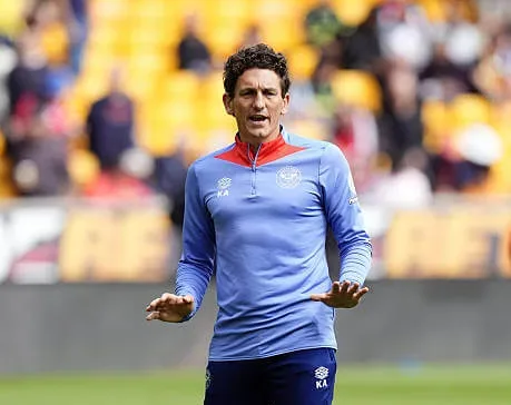 Keith Andrews during a Premier League match at the Molineux Stadium on May 25, 2025.